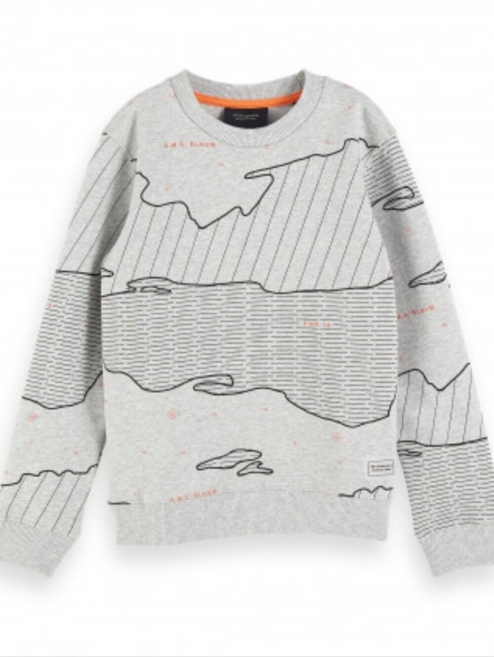 Scotch & Soda Men's All-Over Wave & Topography Print Crewneck Sweatshirt SZ XXL